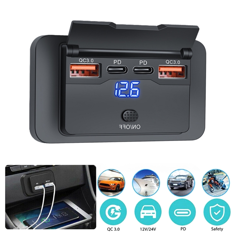 4 Ports Dual PD Dual QC 3.0 US - đánh giá và giá Car Accessories Qc