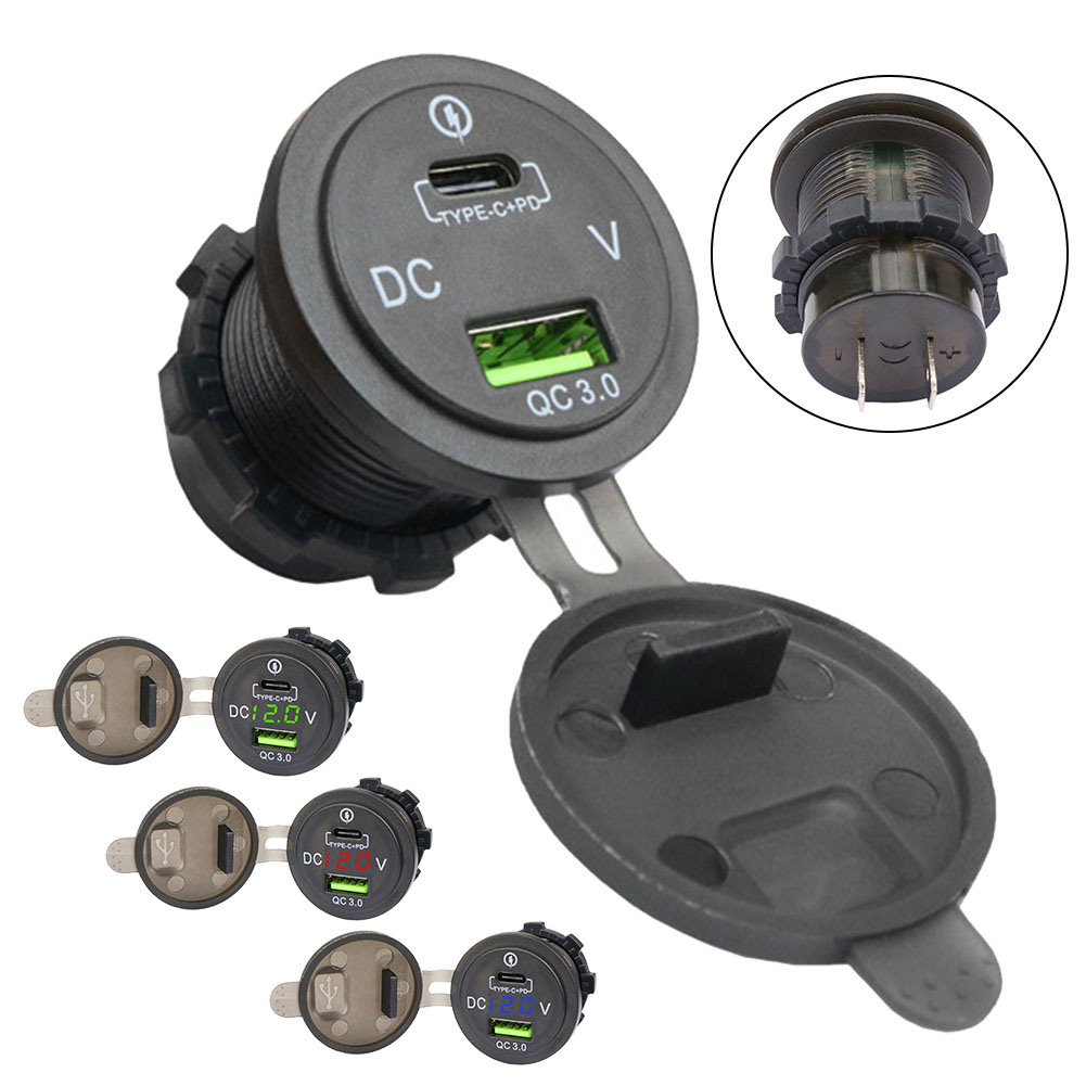 LED Outlet QC 3.0 Socket Voltm - đánh giá và giá Car Accessories Qc