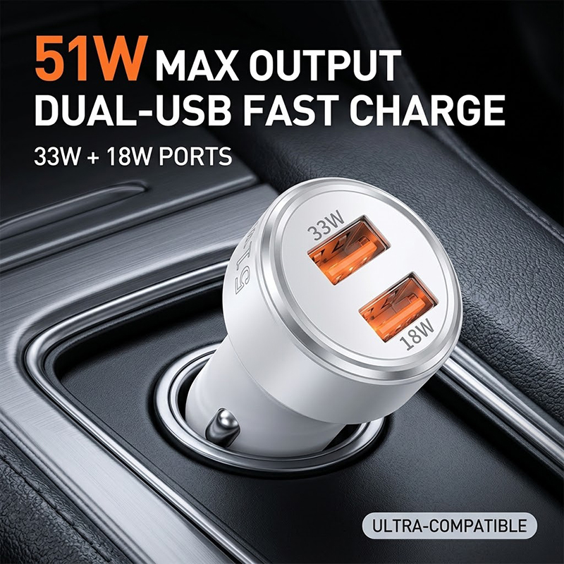 Fast Charging 51W Dual Port US - đánh giá và giá Car Accessories Qc