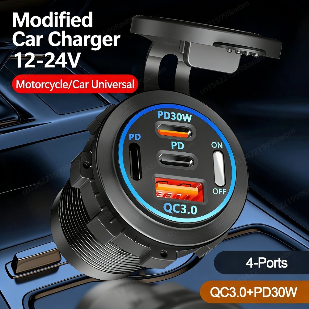 12V QC3.0 USB-C Outlet Socket  - đánh giá và giá Car Accessories Qc
