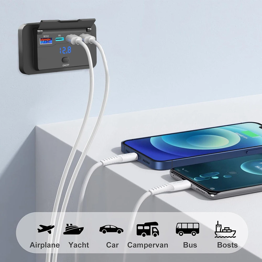 Three PD & QC 3.0 USB Car Char - đánh giá và giá Car Accessories Qc