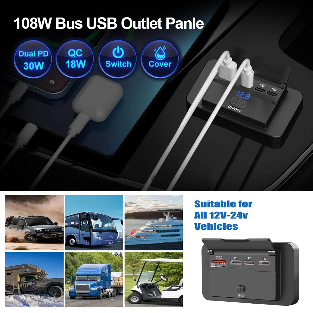 Three PD & QC 3.0 USB Car Char - đánh giá và giá Car Accessories Qc