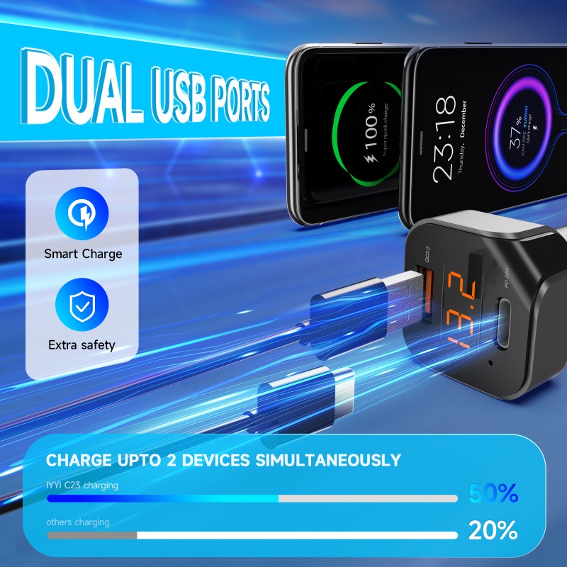 C23 Bluetooth 5.1 Car MP3 True - đánh giá và giá Car Accessories Qc